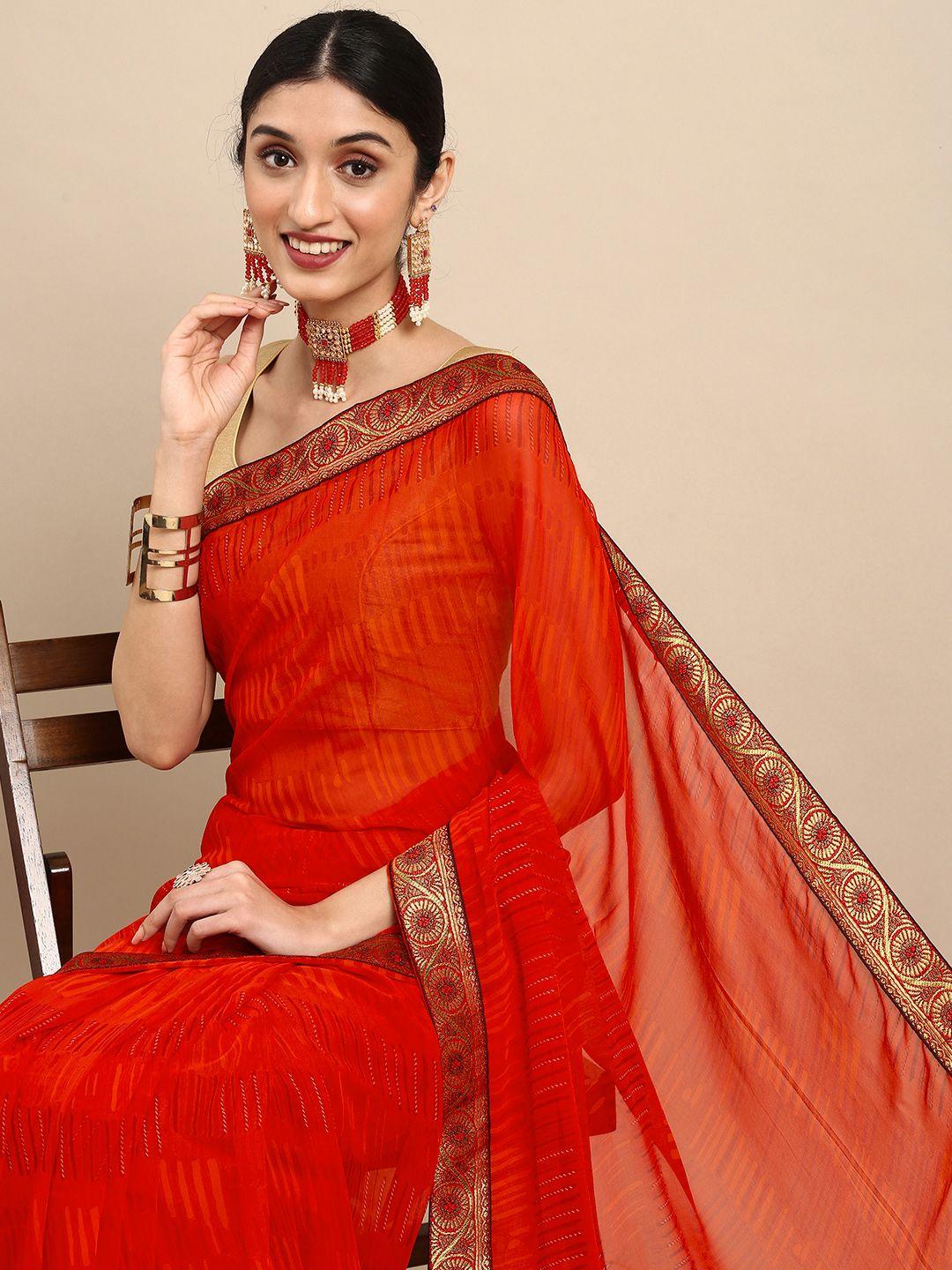 anouk red ethnic motifs pure georgette bhagalpuri saree