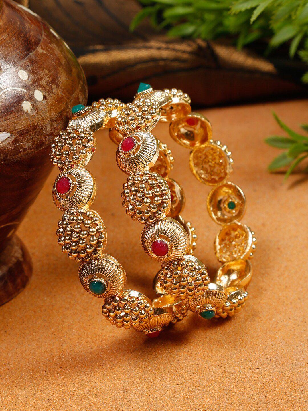 anouk set of 2 gold-plated stone-studded bangles