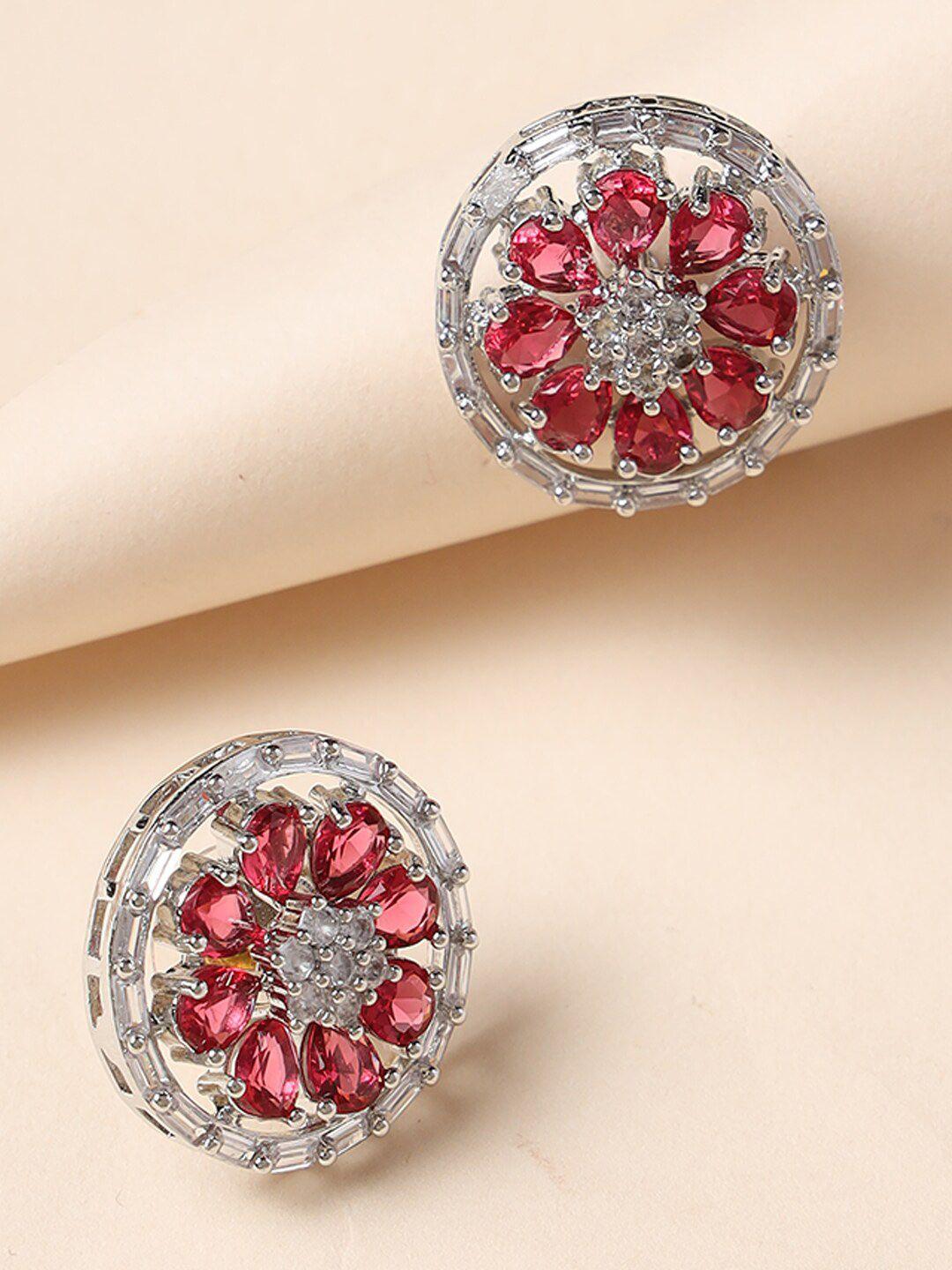 anouk silver plated floral studs earrings