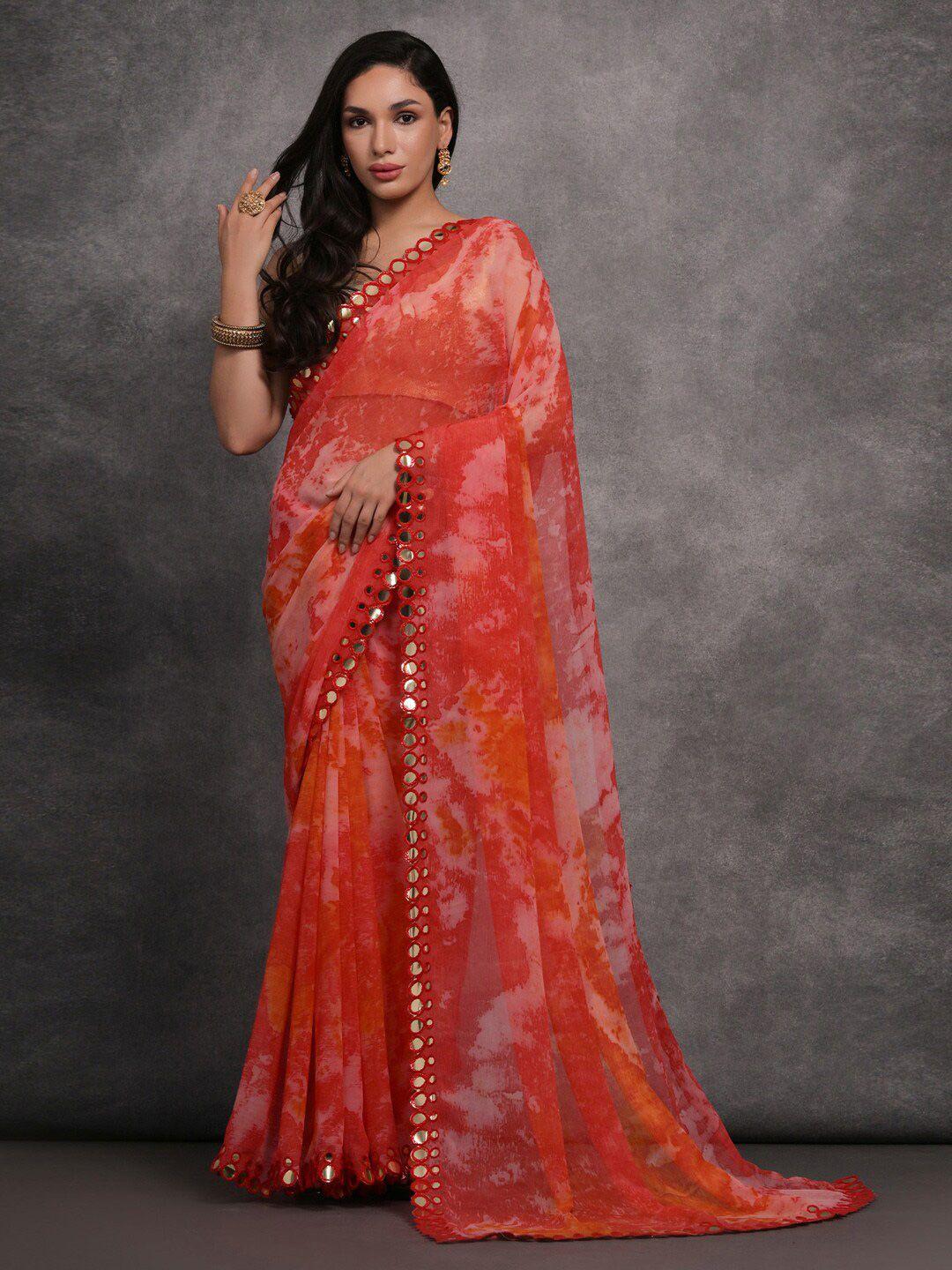 anouk abstract embellished border pure georgette saree