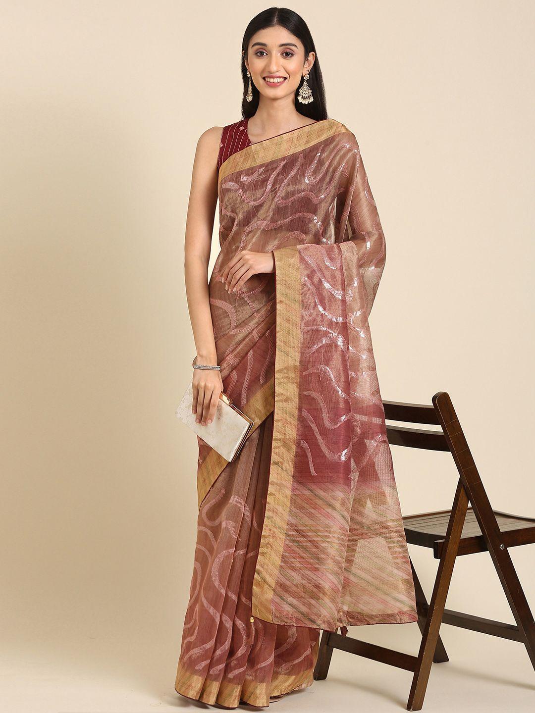 anouk abstract embroidered sequinned saree