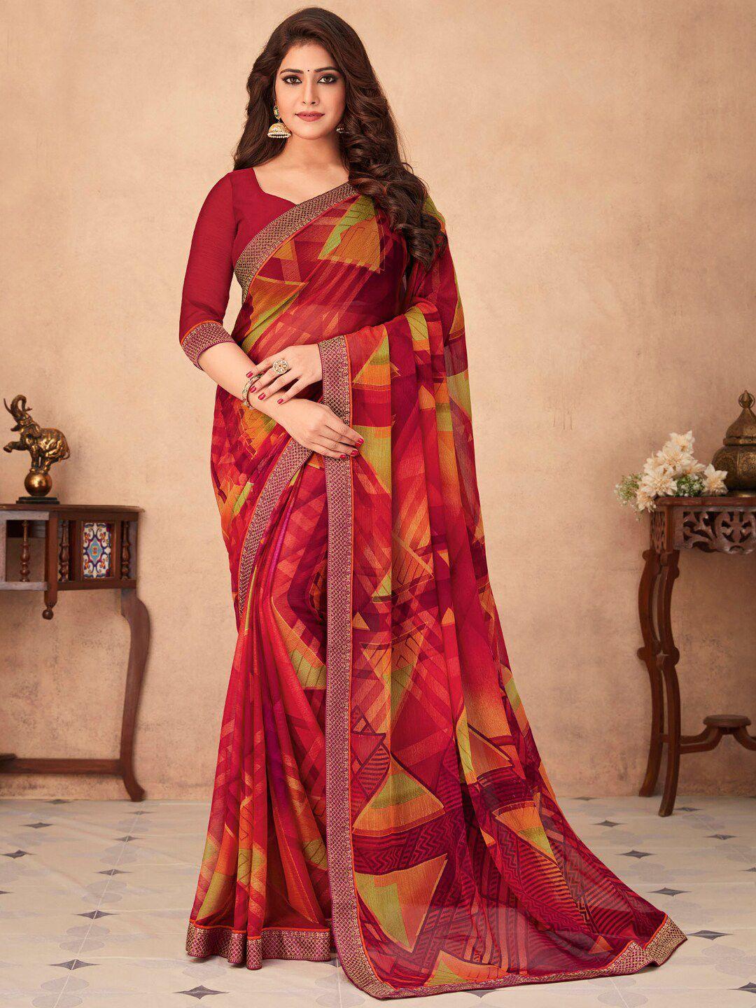 anouk abstract printed bagru saree