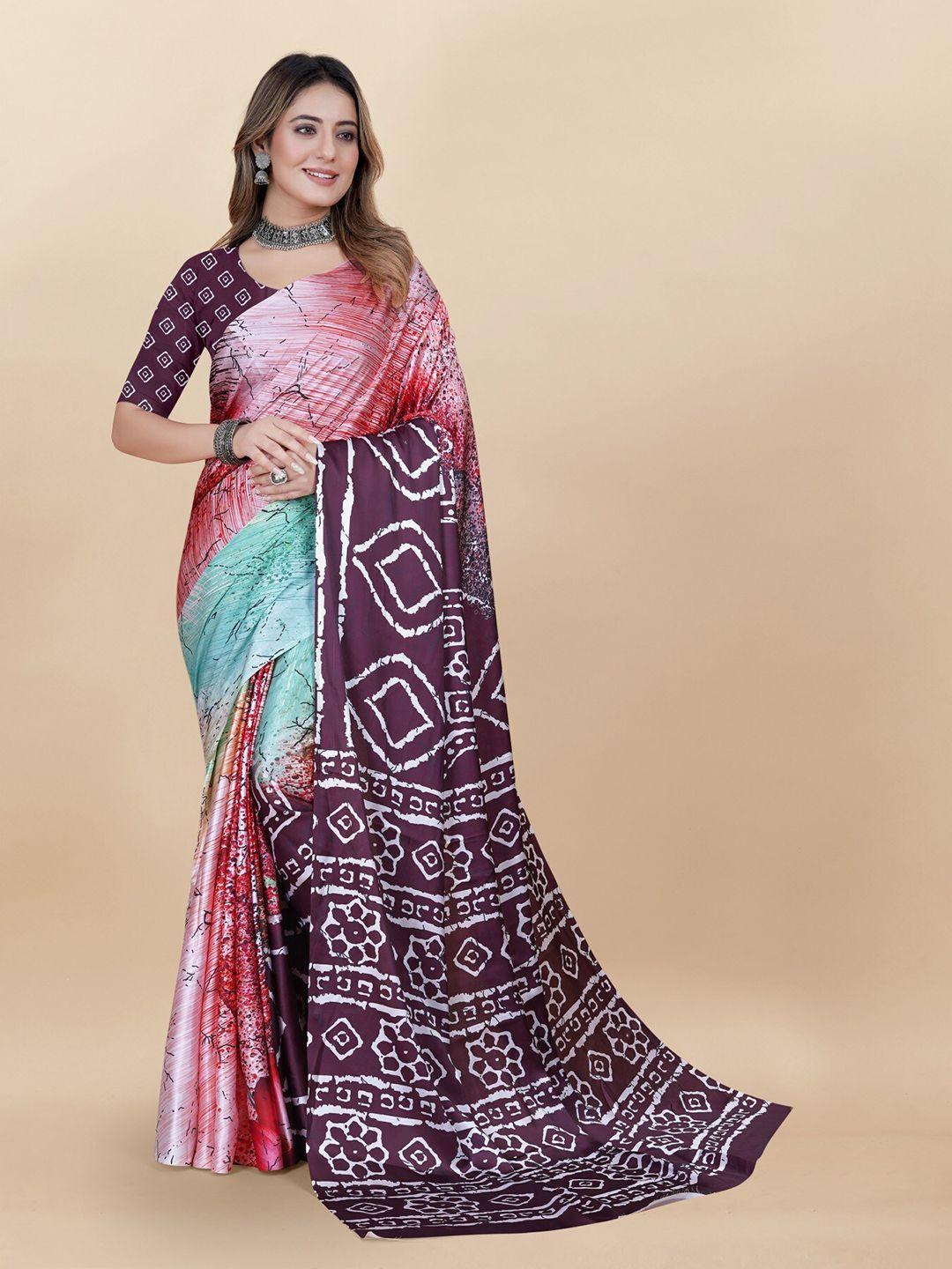 anouk abstract printed satin saree