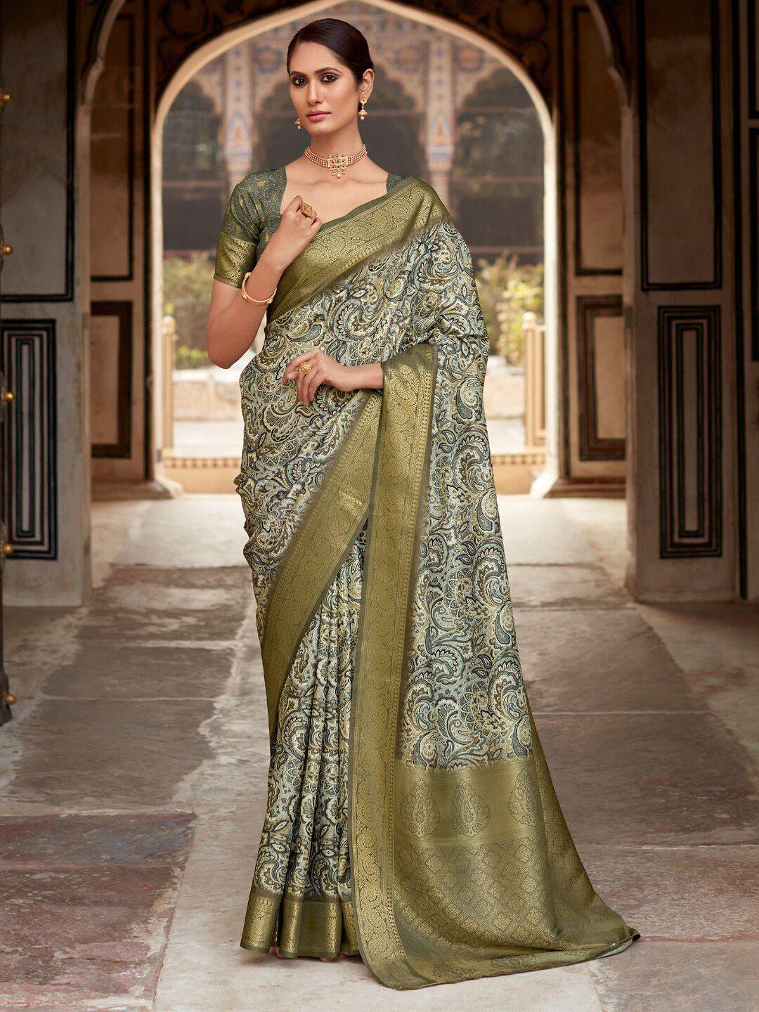 anouk ajrak block zari silk blend designer sungudi saree