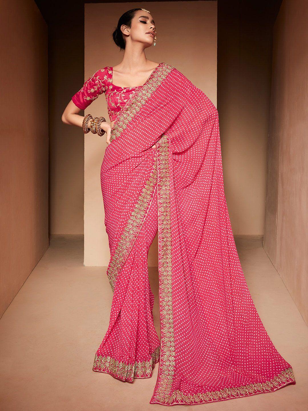 anouk bandhani embroidered bandhani saree