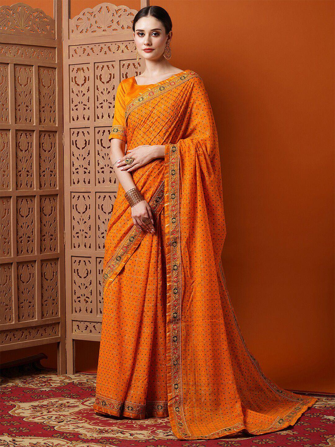 anouk bandhani embroidered pure georgette saree