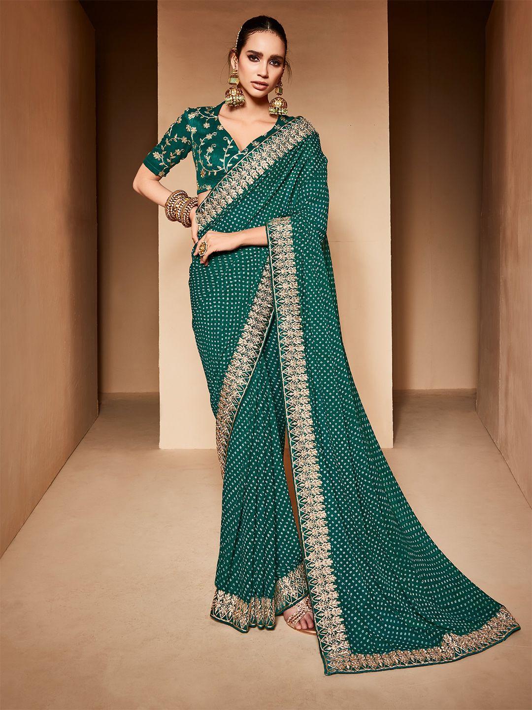 anouk bandhani printed embroidered gotta patti saree