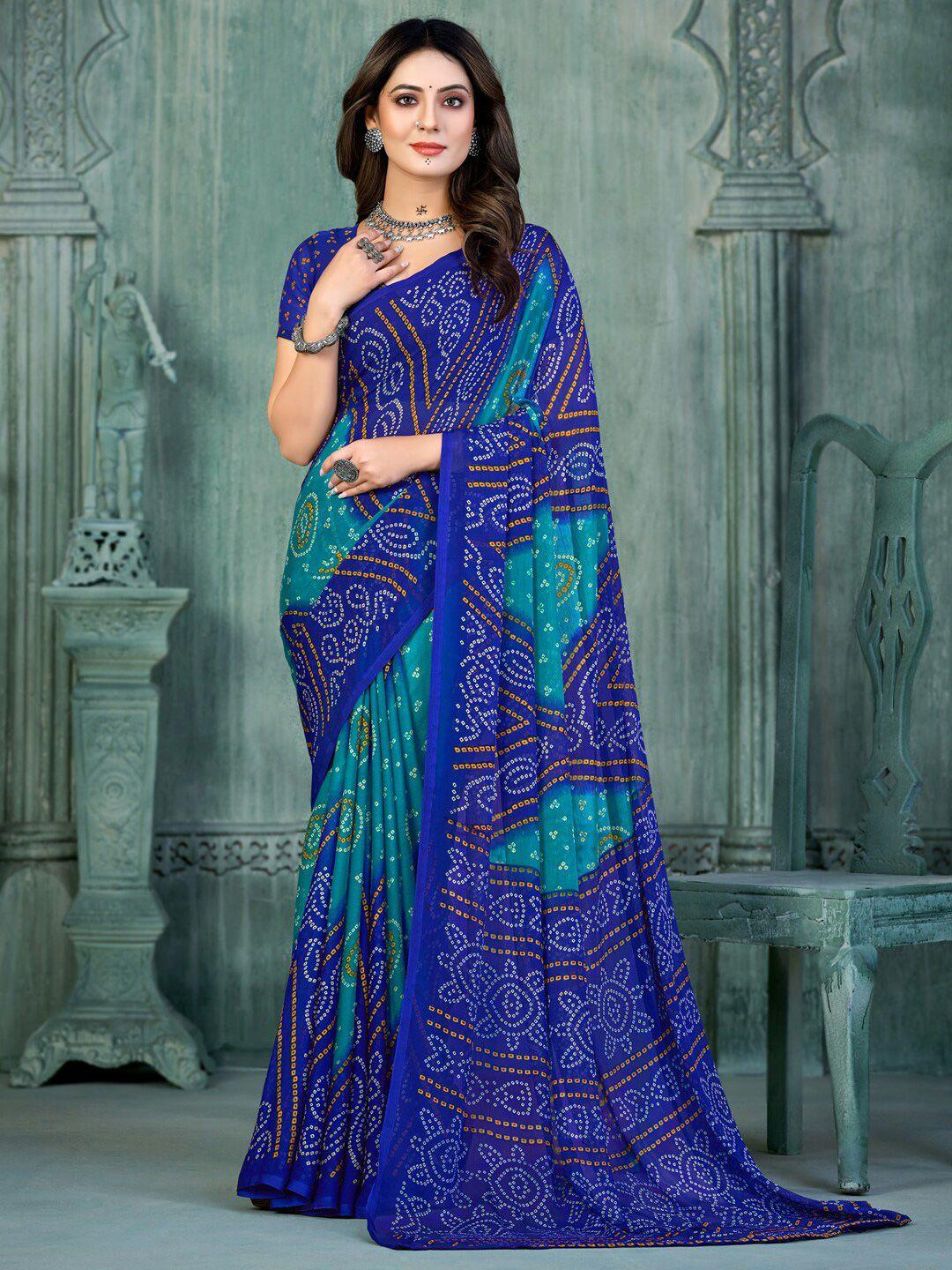 anouk bandhani printed pure chiffon bandhani saree