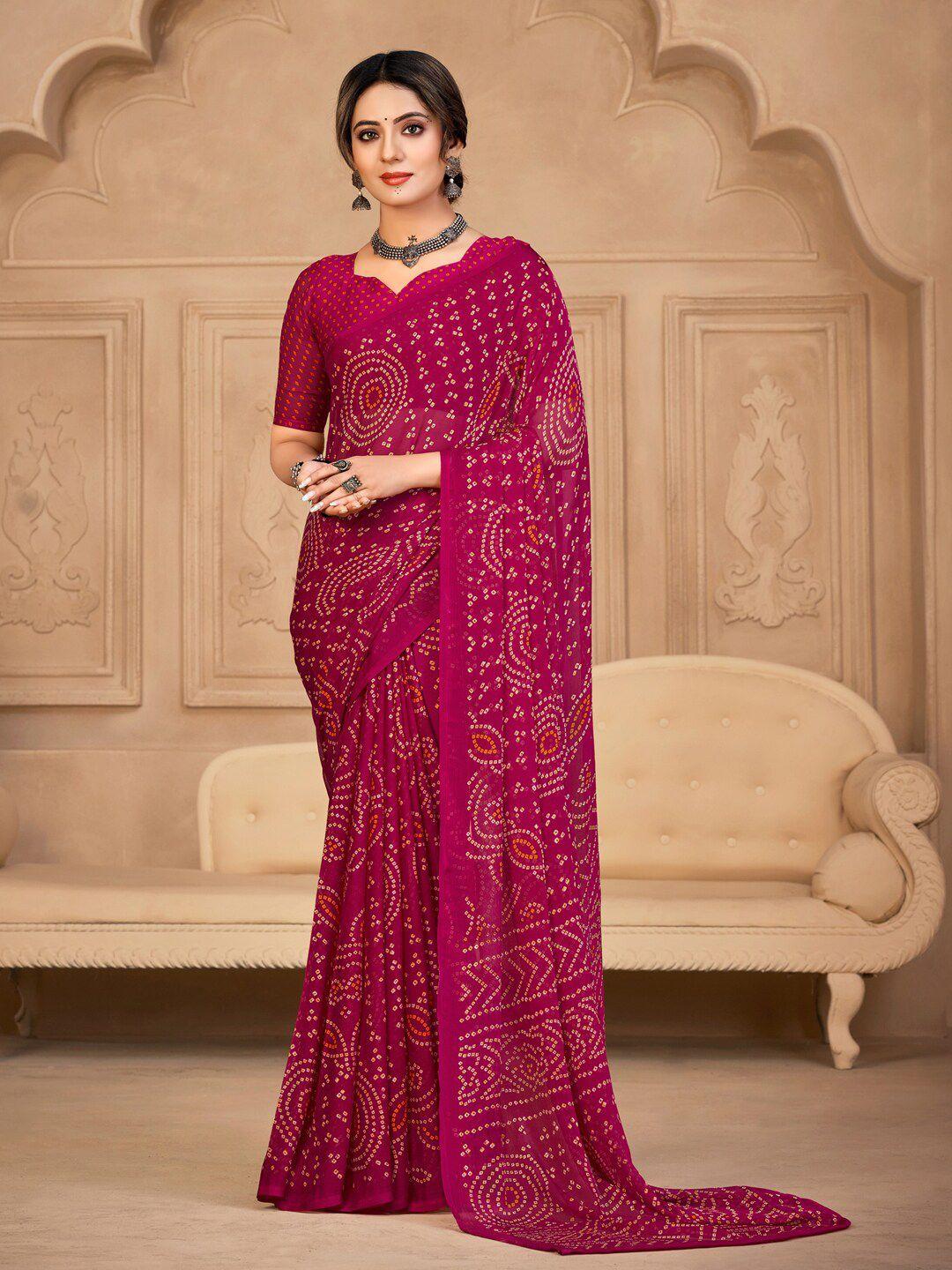 anouk bandhani printed pure chiffon saree