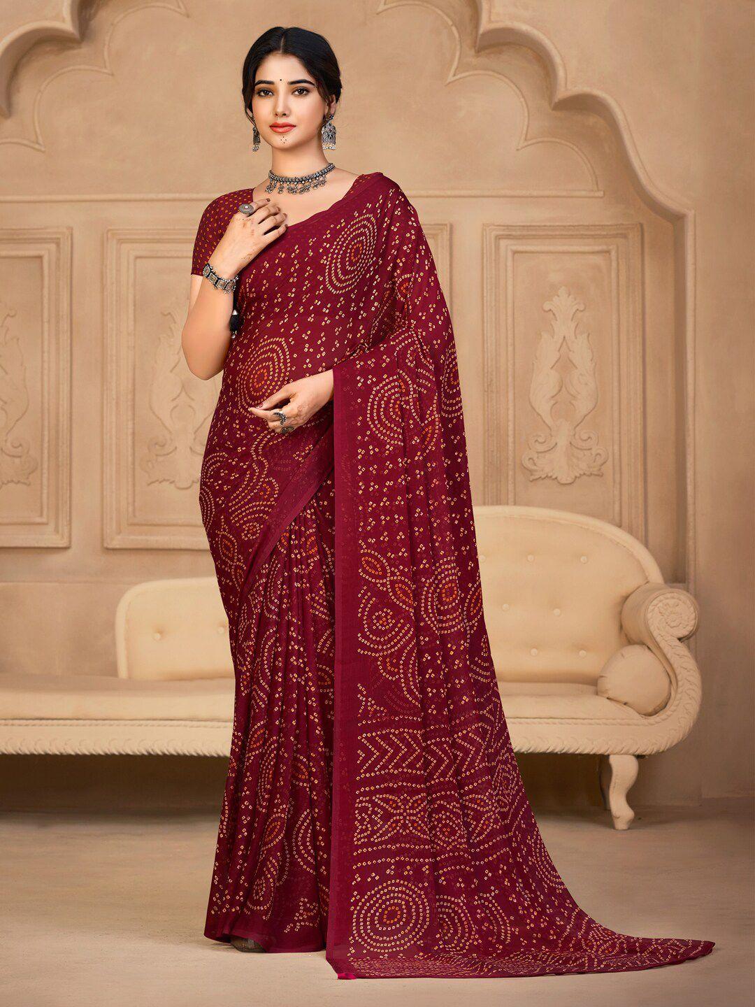 anouk bandhani printed pure chiffon saree