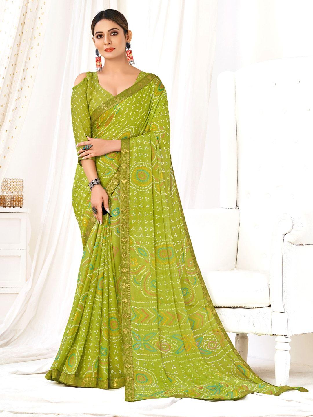 anouk bandhani printed pure chiffon saree