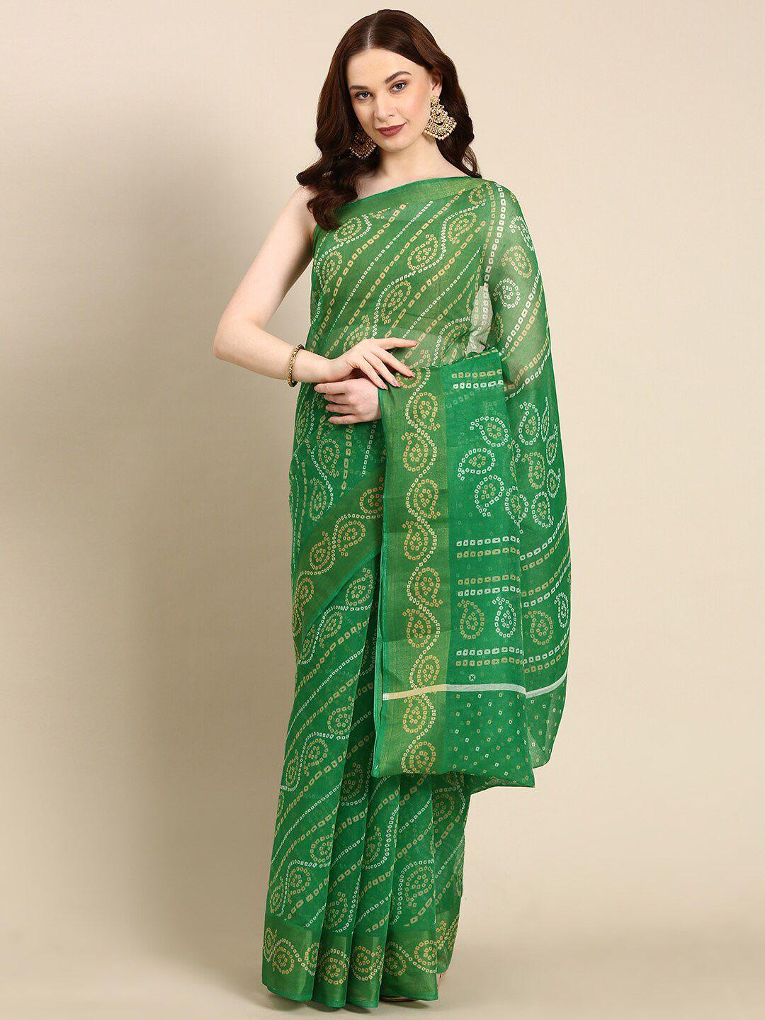 anouk bandhani printed zari saree