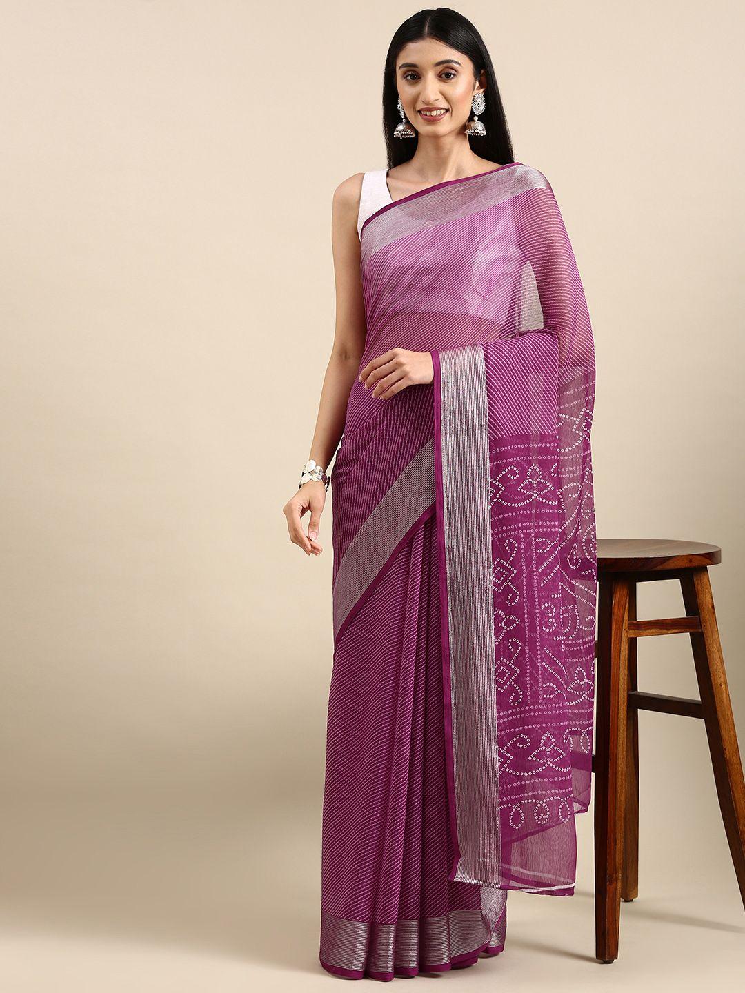 anouk bandhani pure chiffon leheriya saree