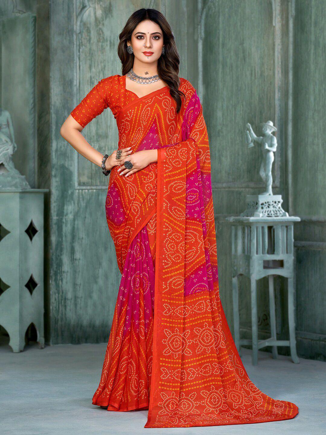 anouk bandhani pure chiffon saree