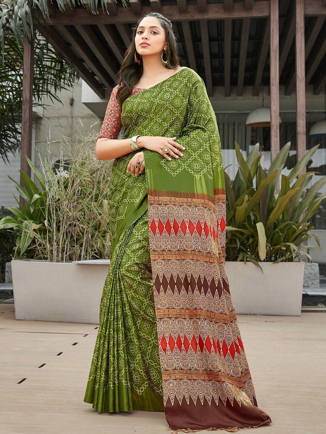 anouk bandhani silk blend bandhani saree