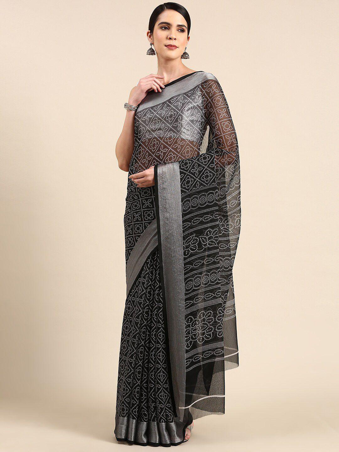 anouk black bandhani pure chiffon bandhani saree