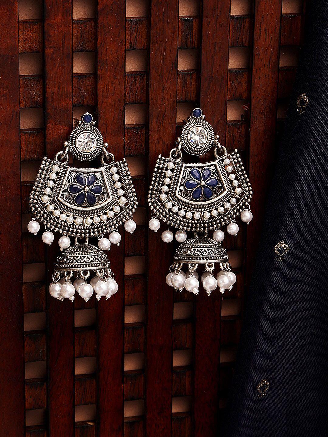 anouk blue dome shaped jhumkas earrings