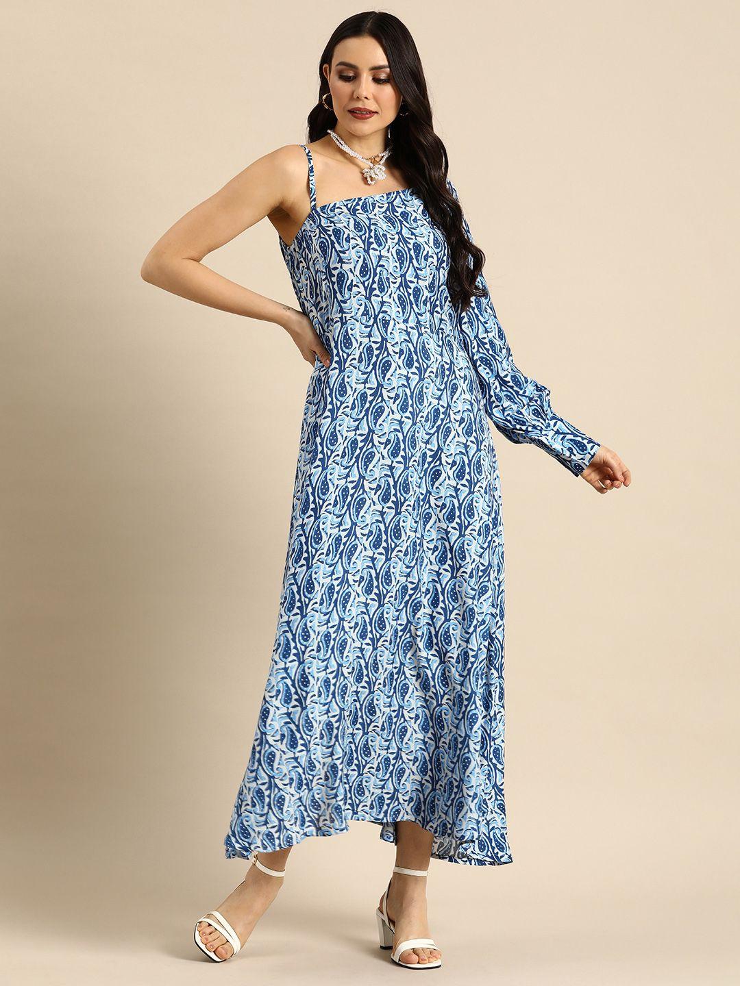 anouk bohemian print one shoulder fit & flare maxi dress