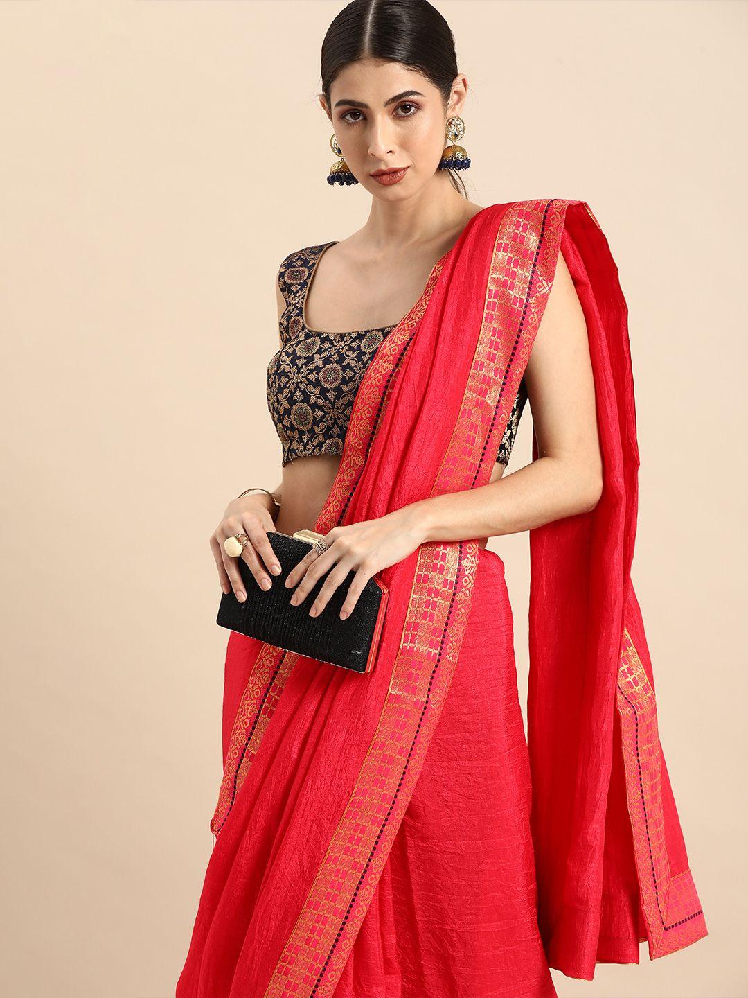 anouk coral pink bhagalpuri saree