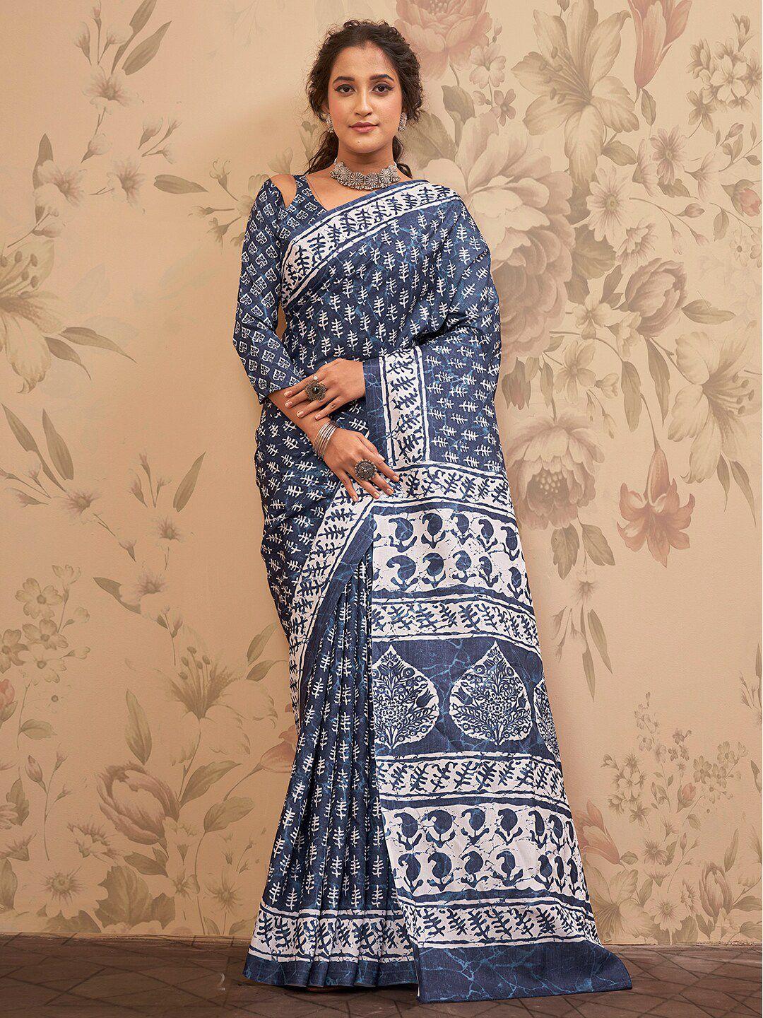 anouk dabu block printed saree