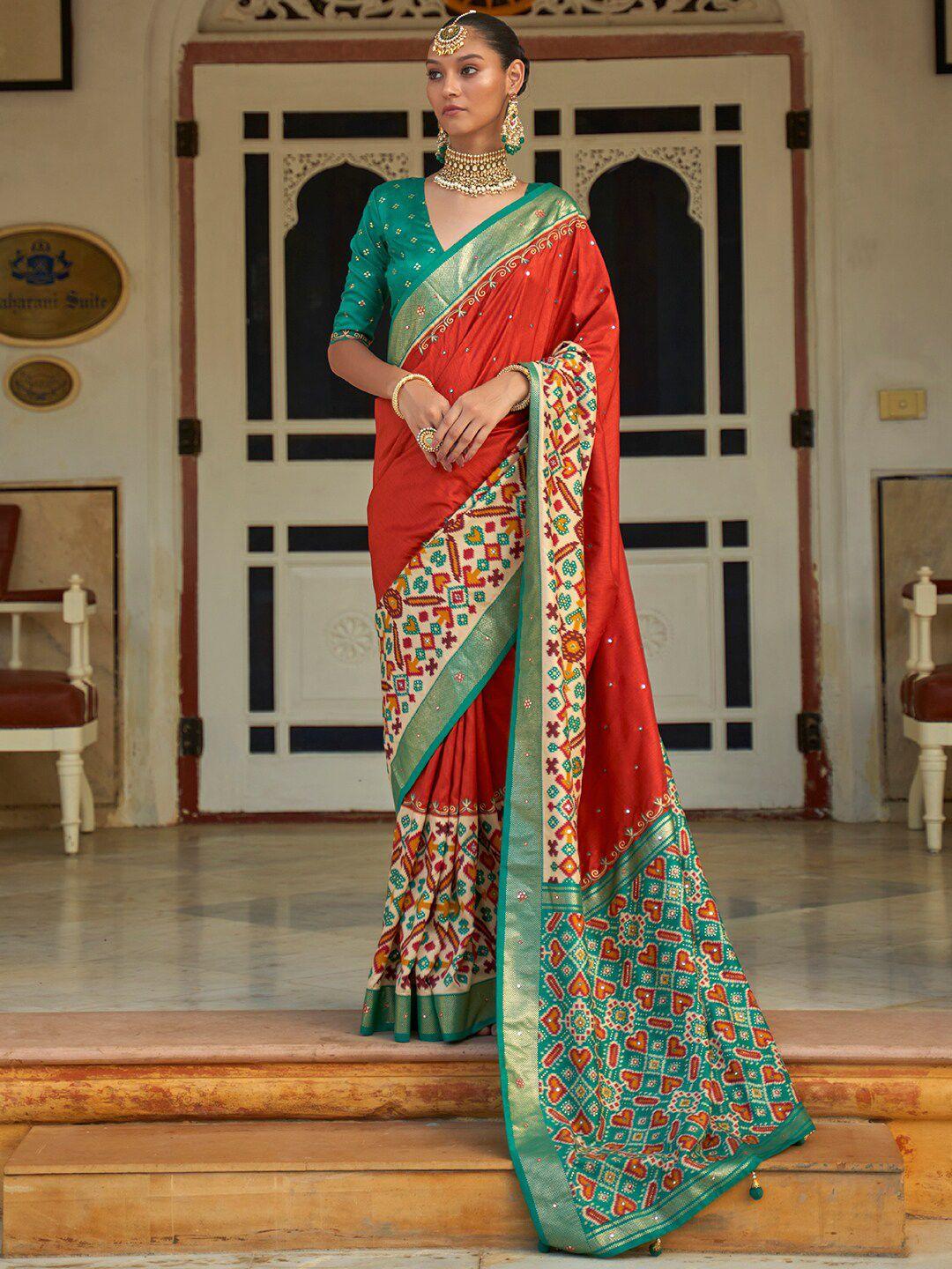 anouk embellished ethinic motif pochampally saree