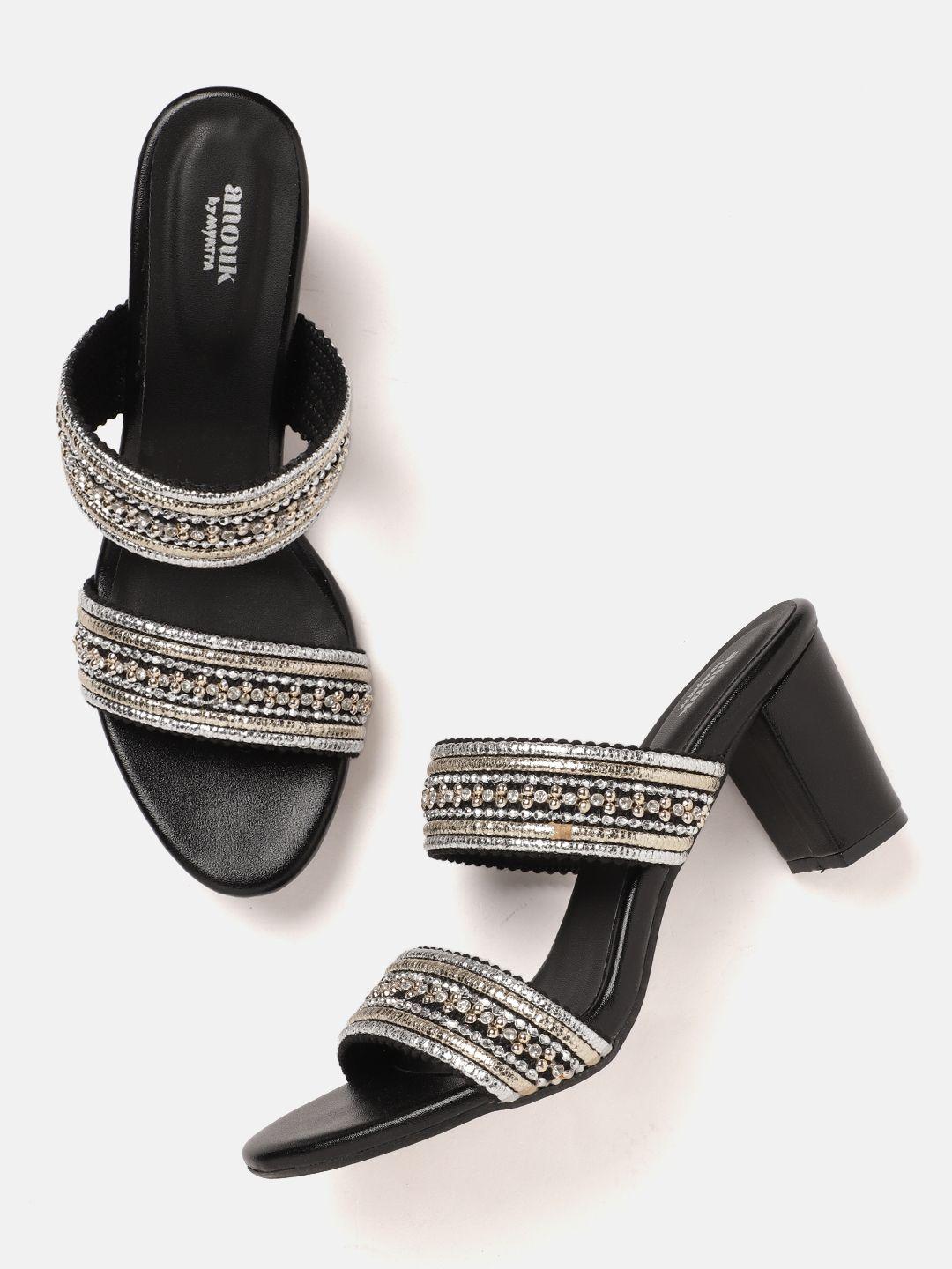 anouk embellished ethnic handcrafted block heels