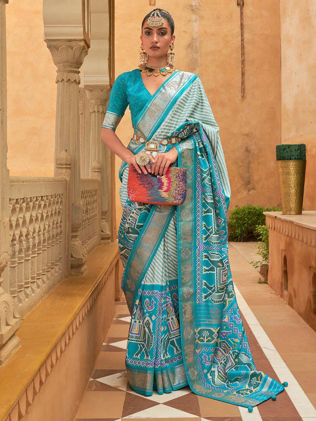 anouk embellished leheriya silk blend patola saree