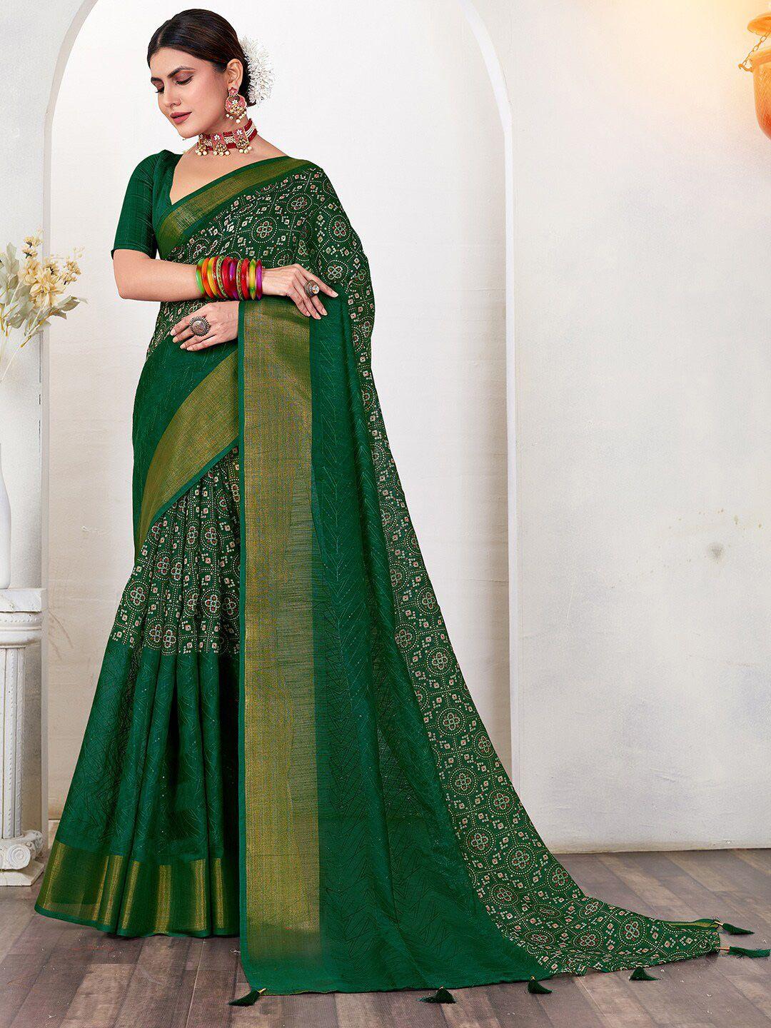 anouk embellished zari bandhani saree