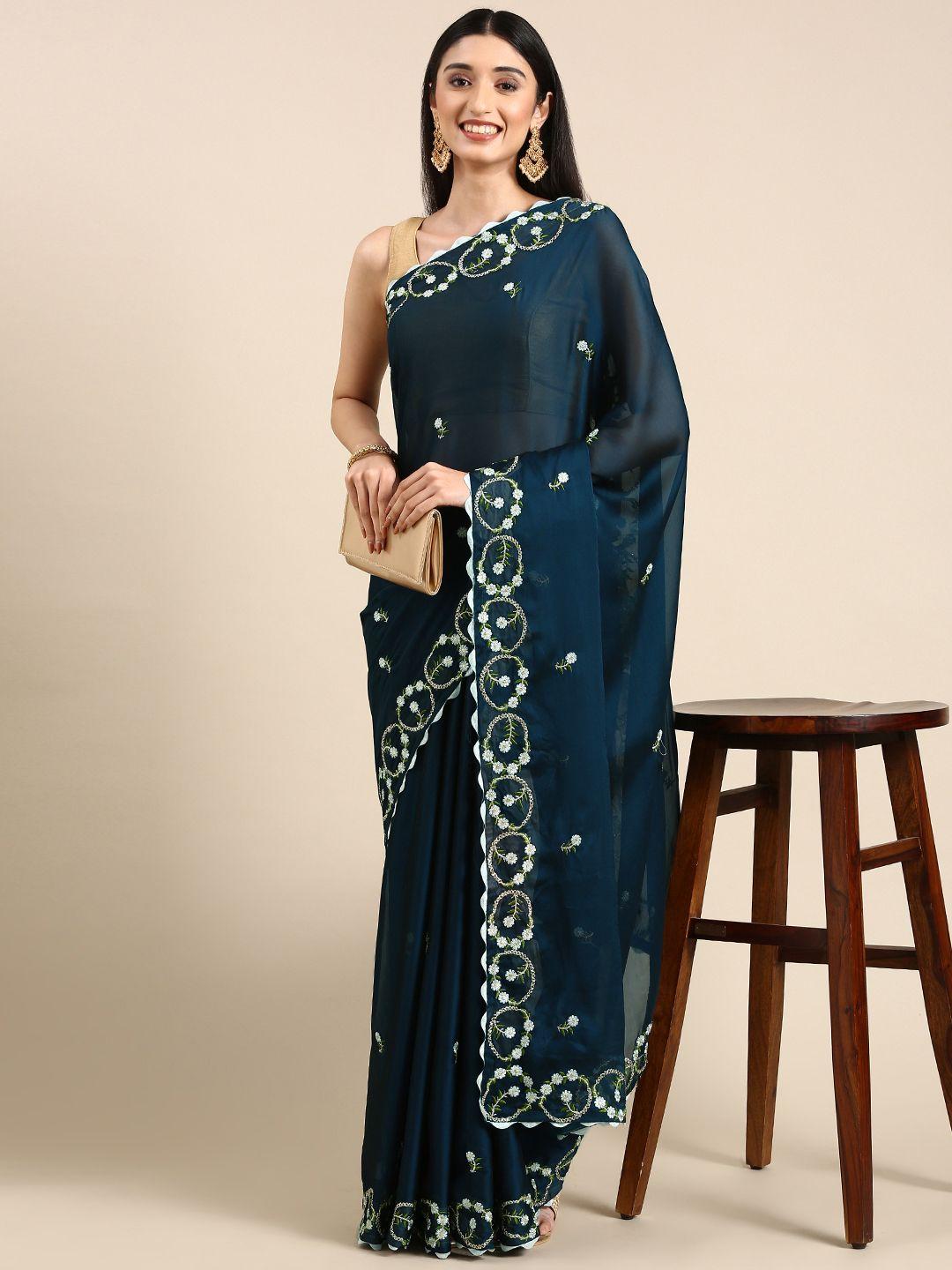 anouk embroidered ethnic motifs embroidered saree