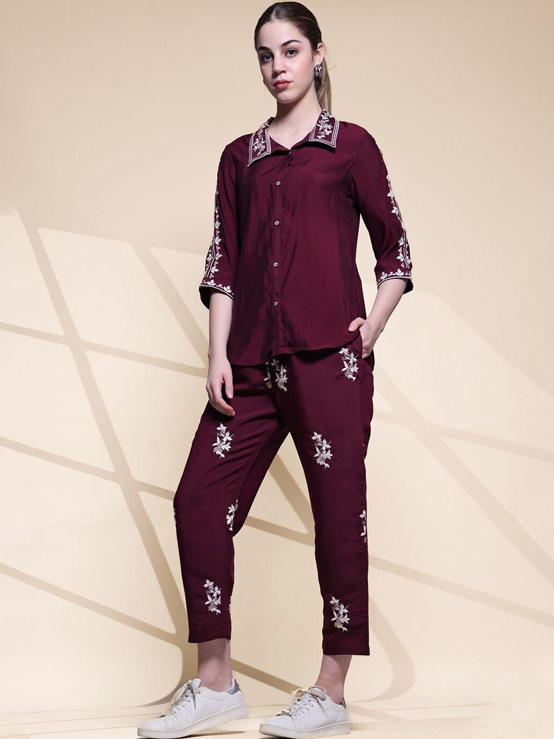 anouk embroidered shirt & trouser co-ords