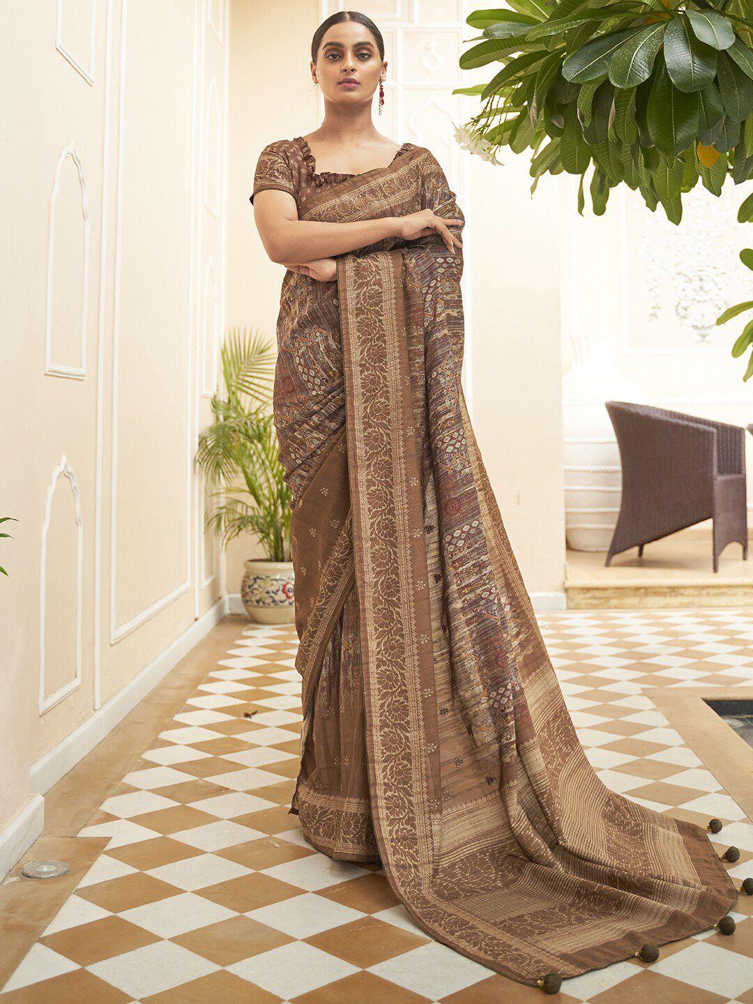 anouk embroidered silk blend saree