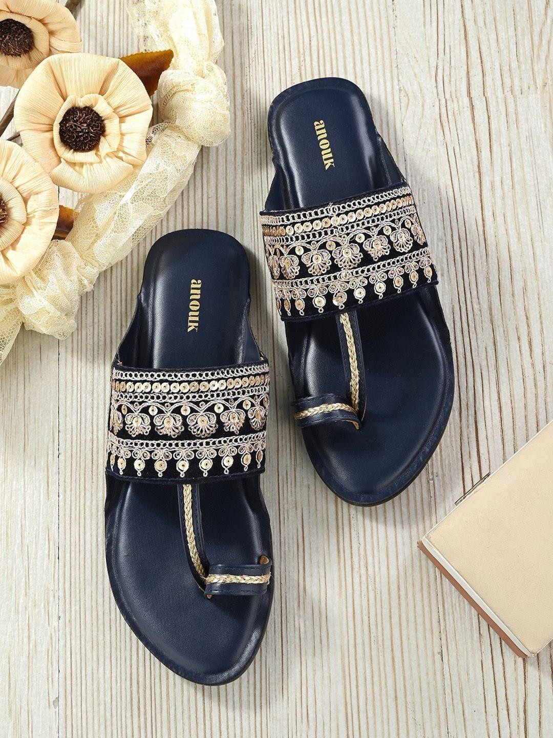 anouk ethnic embellished one toe flats