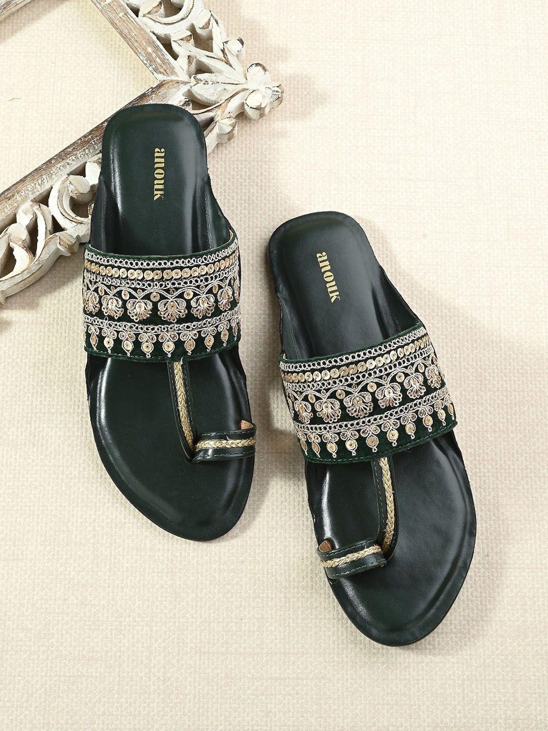 anouk ethnic embellished one toe flats