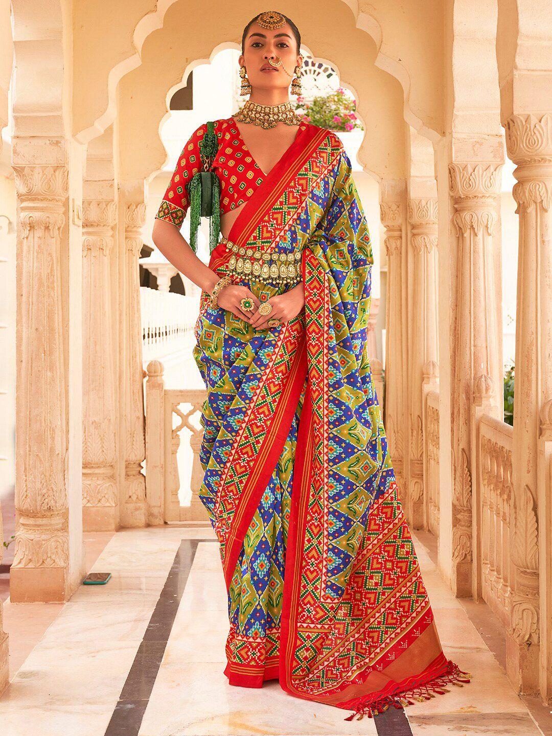 anouk ethnic motif printed ikat saree