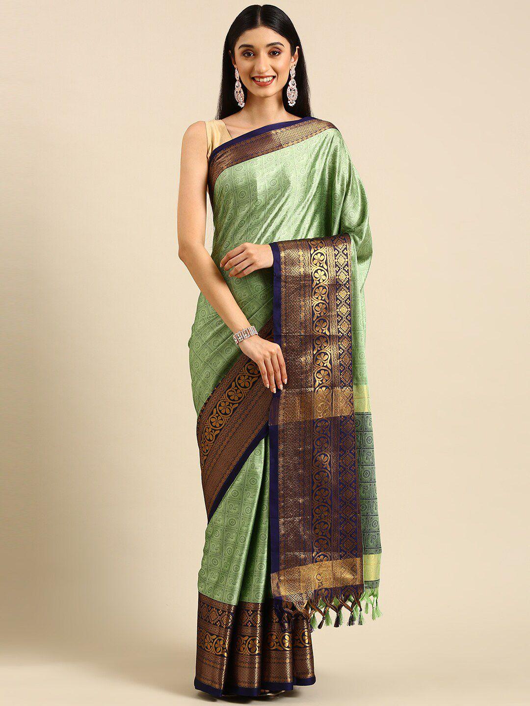 anouk ethnic motif silk blend kanjeevaram zari saree with tassel