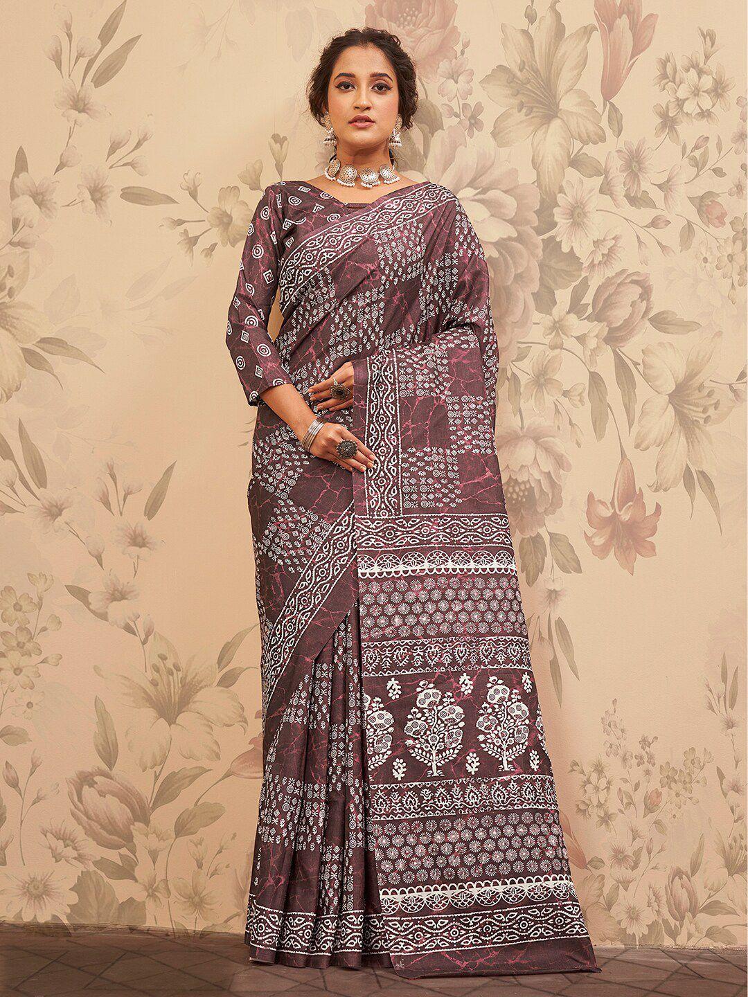 anouk ethnic motifs block print saree