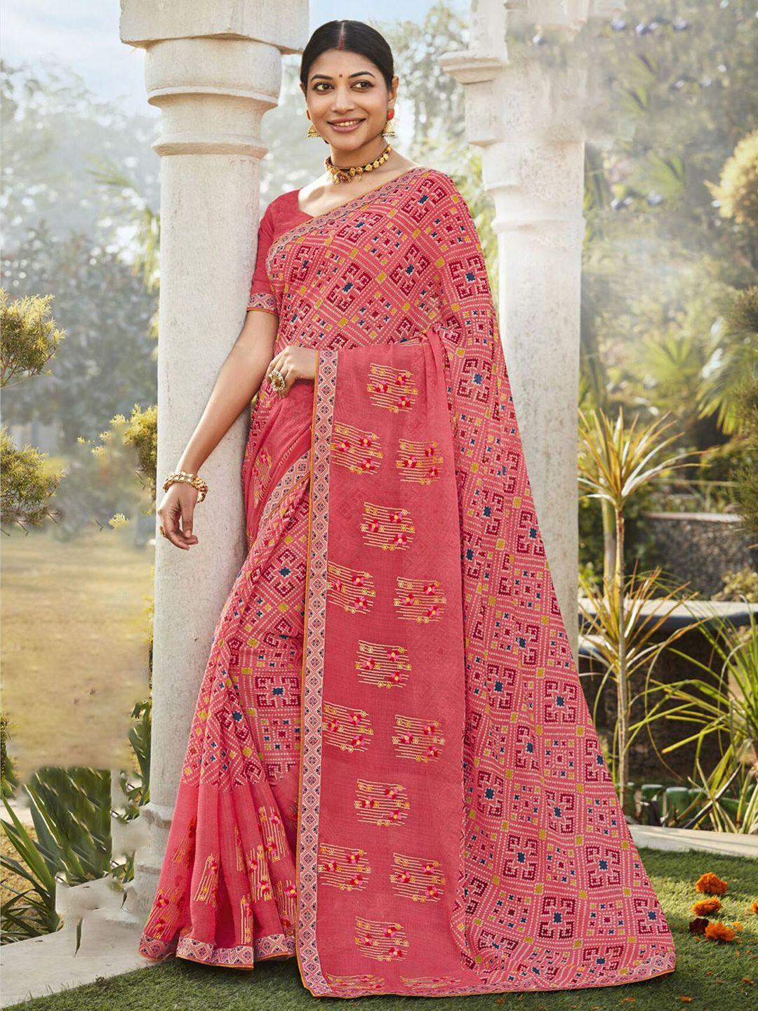 anouk ethnic motifs block print saree