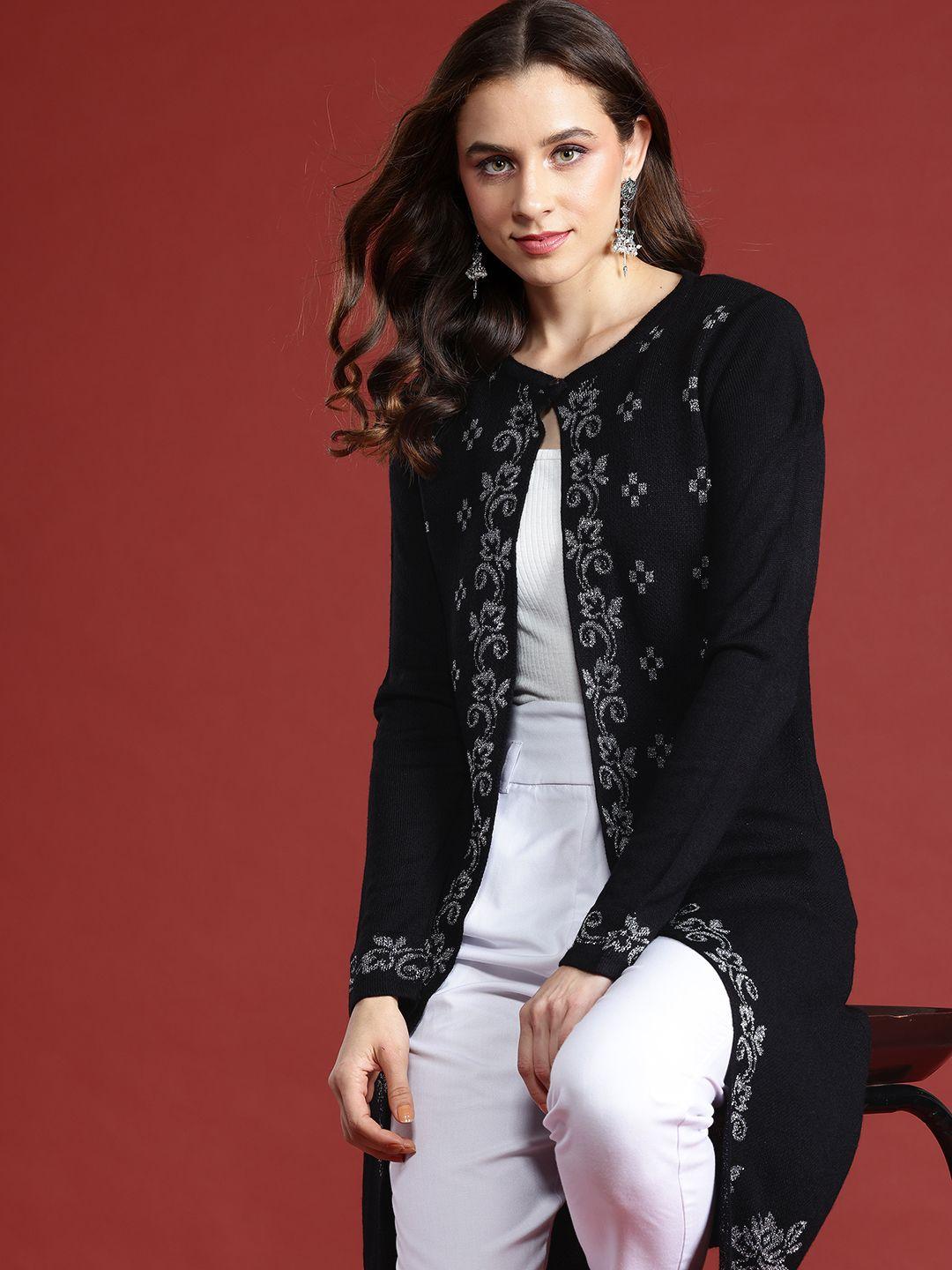 anouk ethnic motifs design longline winter cardigan