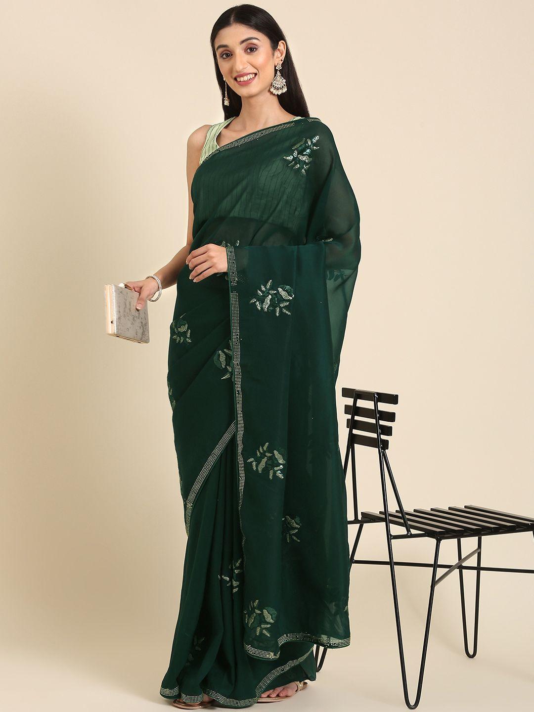 anouk ethnic motifs embellished stones-studded saree