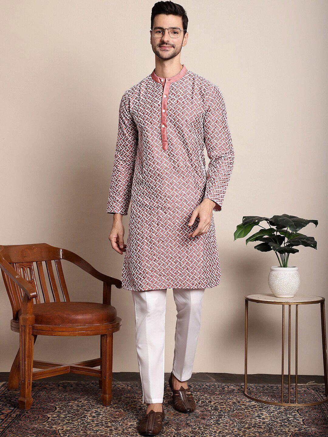 anouk ethnic motifs embroidered kurta with pyjamas