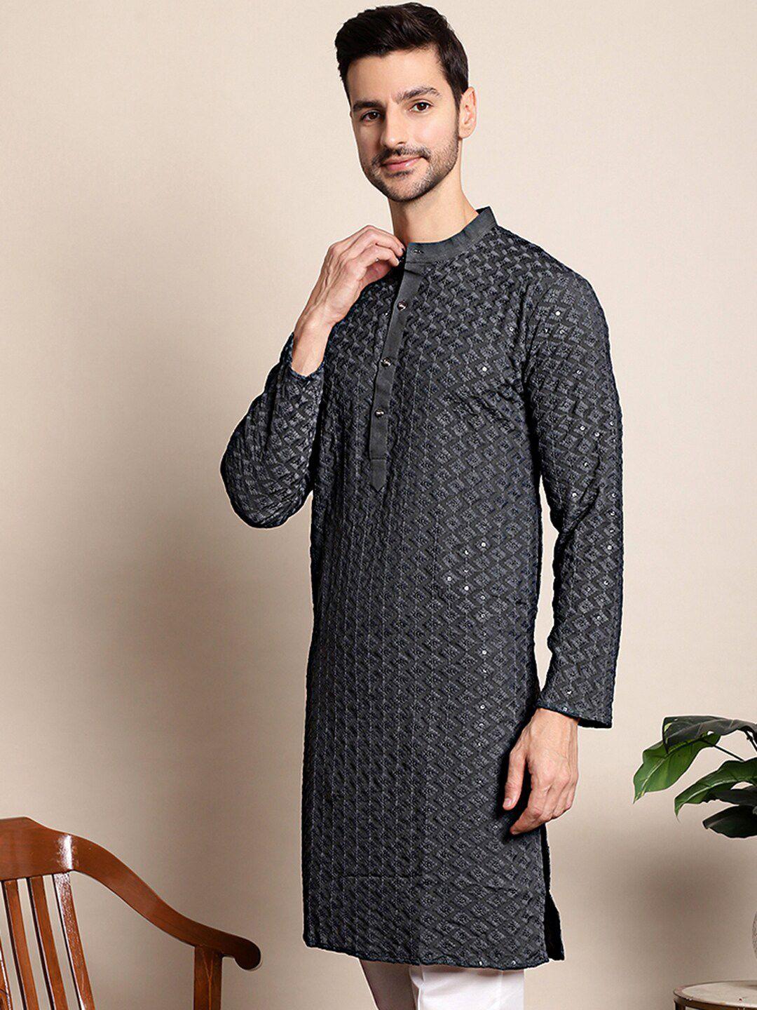 anouk ethnic motifs embroidered mirror work straight kurta