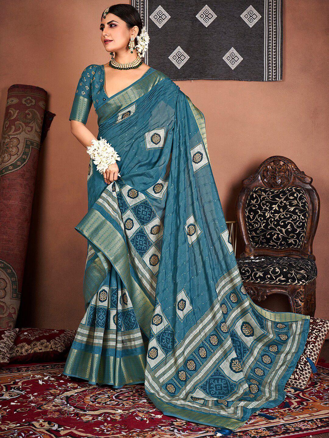 anouk ethnic motifs embroidered saree