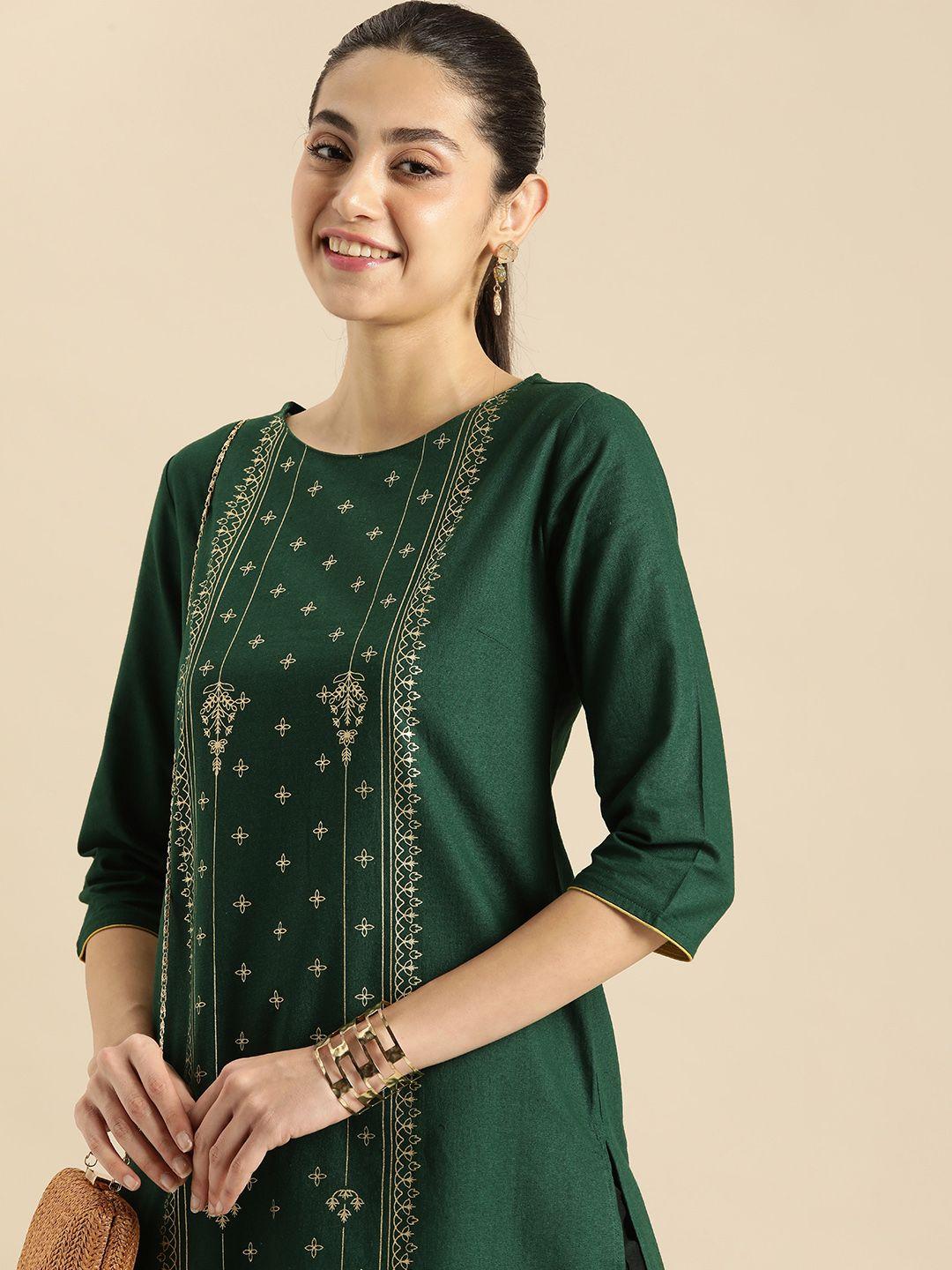 anouk ethnic motifs foil printed kurta