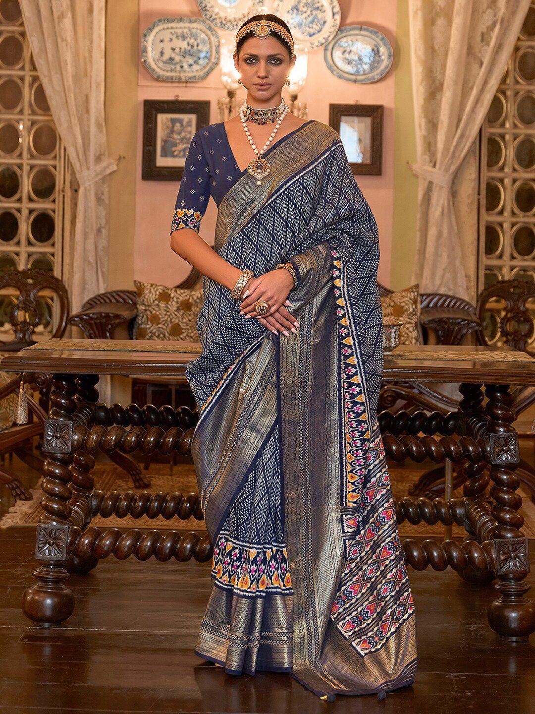 anouk ethnic motifs pochampally saree with zari border