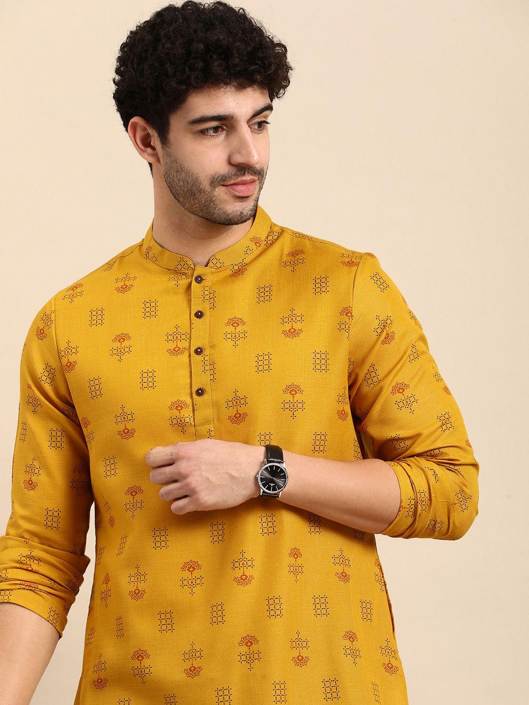 anouk ethnic motifs print mandarin collar straight kurta