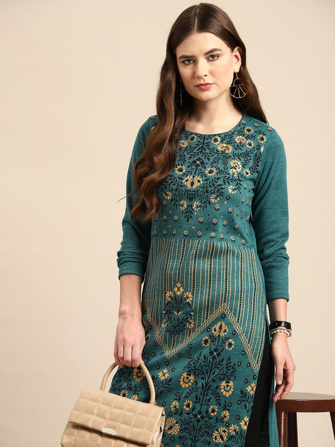 anouk ethnic motifs print straight kurta