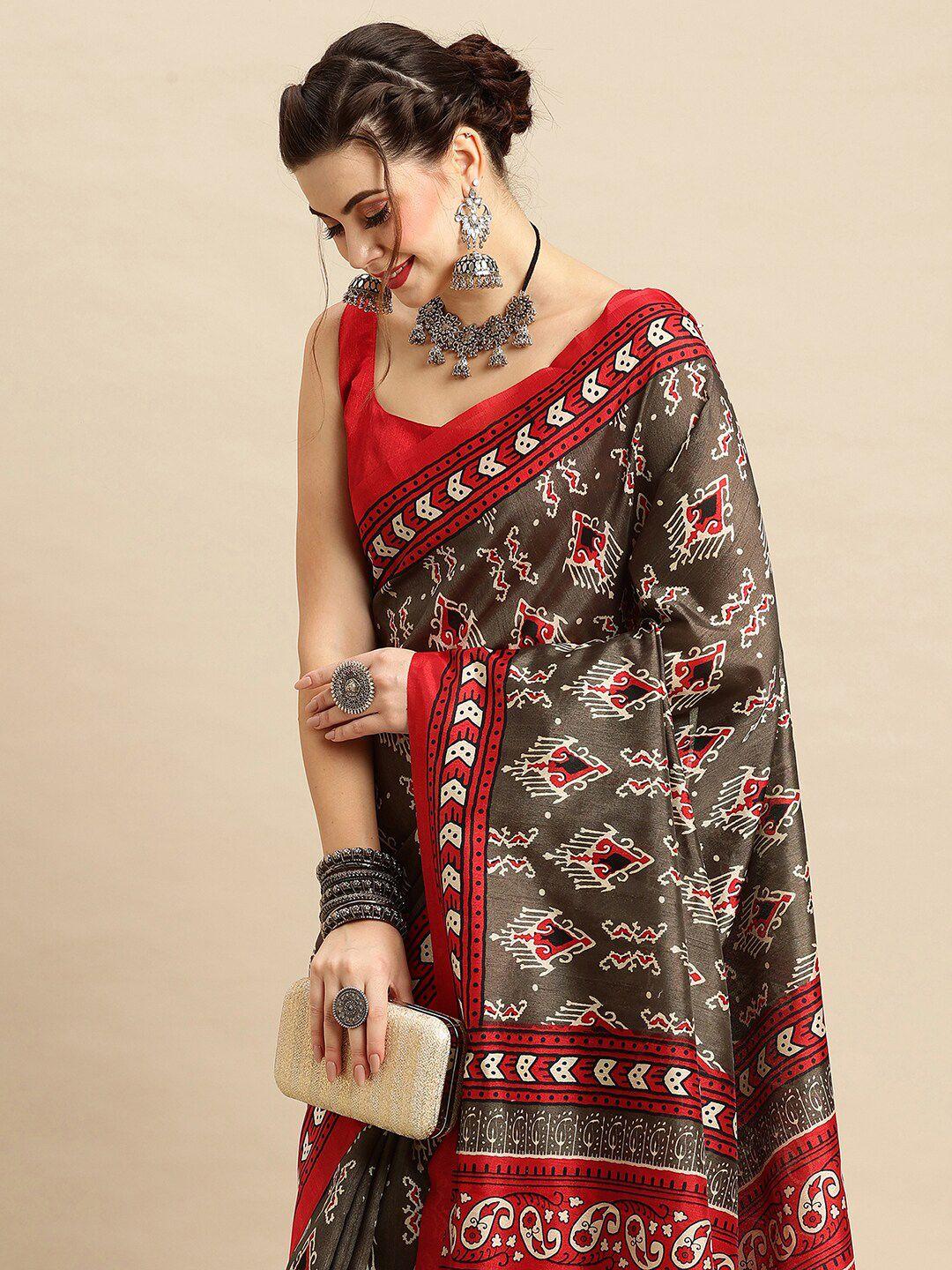 anouk ethnic motifs printed art silk bhagalpuri  saree