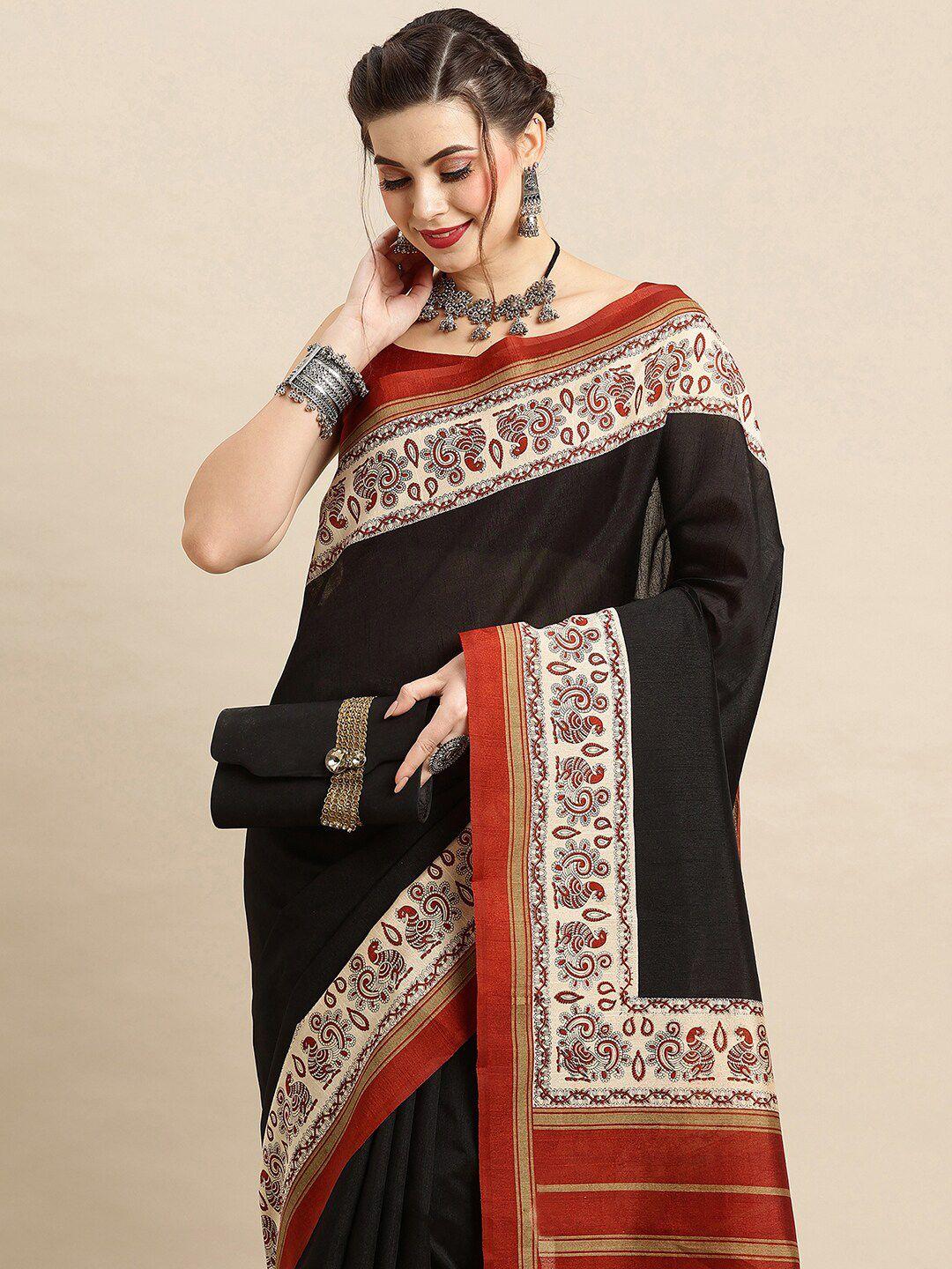 anouk ethnic motifs printed art silk bhagalpuri saree