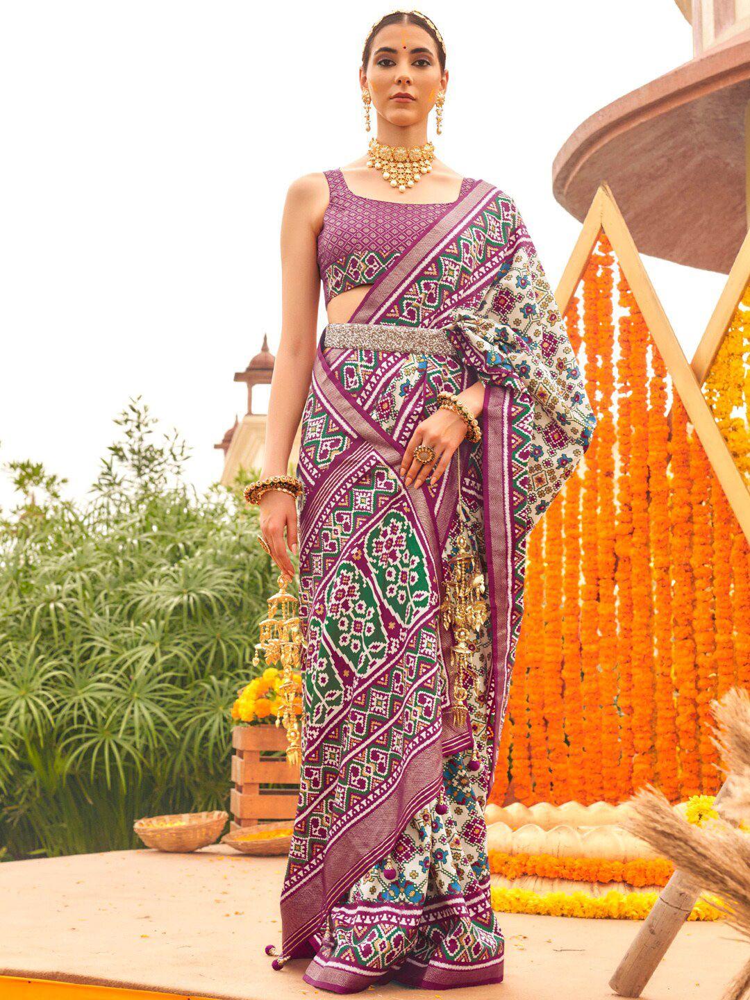 anouk ethnic motifs printed designer patola saree