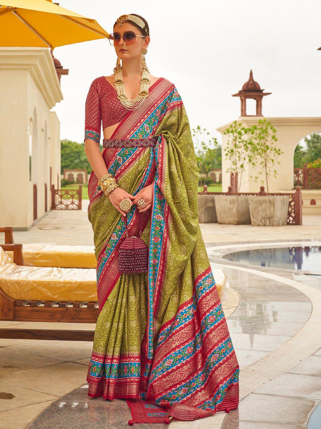 anouk ethnic motifs printed designer patola saree